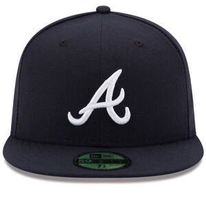 New Era Black Fitted Cap with White Logo, size 7